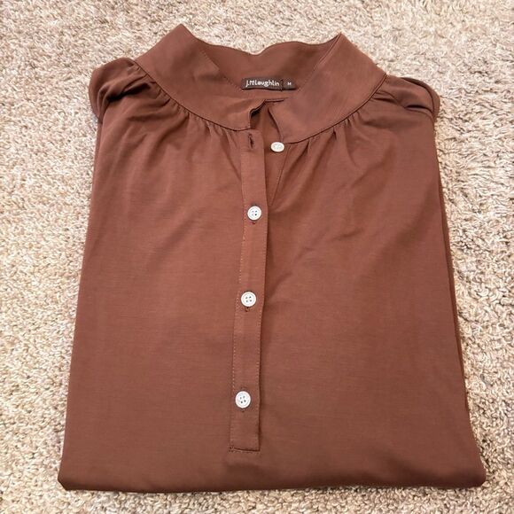 J. McLaughlin Brown Fall time Shirt Women’s Medium - Picture 3 of 5